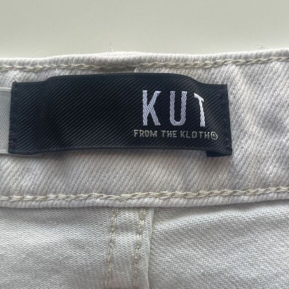 Kut From The Kloth Denim High Rise Distressed Cut Off Shorts White 12 - Picture 7 of 14